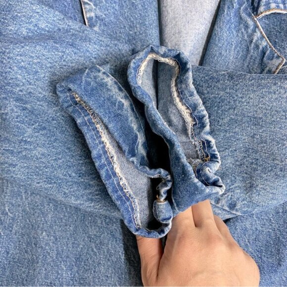 Vintage Silver Style Light Med Wash Oversized Denim Blazer Jean Jacket L - Picture 7 of 14